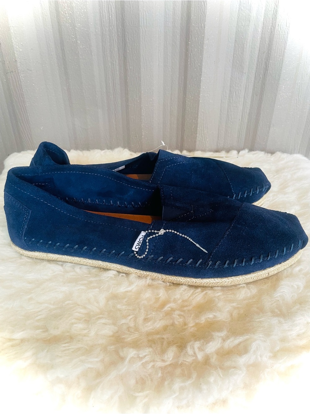 NEW TOMS Men’s Espadrille Navy Blue Suede Rope Sole Size 14 NWT Classic Slip On - Picture 2 of 9